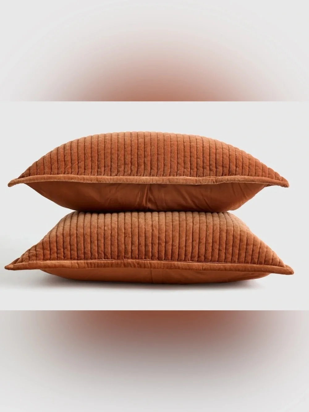 NEW Quince Cotton Velvet Channel Quilted Sham Set, King (Terracotta)